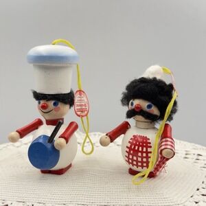 Vtg Lot Of 2 Steinbach Chef/Cook Pot Waiter Christmas Ornament Made in Germany